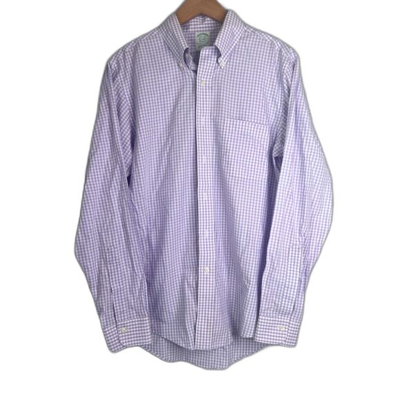 Brooks Brothers Classic Supima Cotton Non Iron Button Gingham Shirt Sz 15.5-34 - Picture 1 of 7